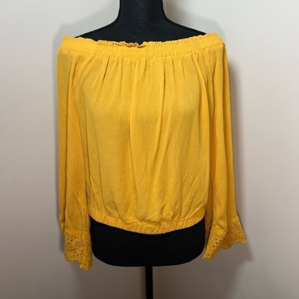 NWT Women’s LOVE FIRE Off the Shoulder XL Top, Mustard/Gold/Yellow, Size XL